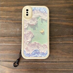 iPhone X Artistic Phone Case with Moon Design - Cream